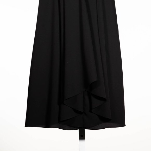 Vince Camuto Womens Dress Black Stretch V-Neck Belted Fit Flare Cocktail Party 4 - Picture 7 of 9